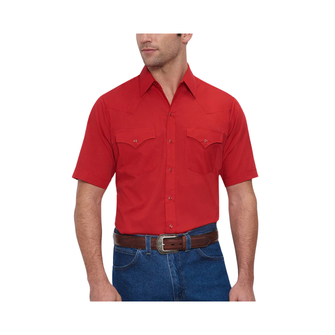 Ely & Walker Men's Short Sleeve Solid Western Snap Red Shirt