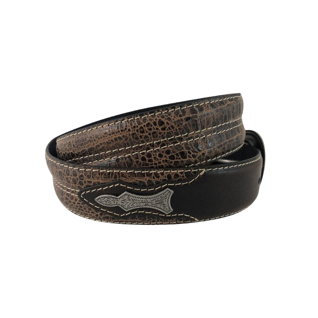 Gem Dandy Roper Genuine Leather Croc Print Belt