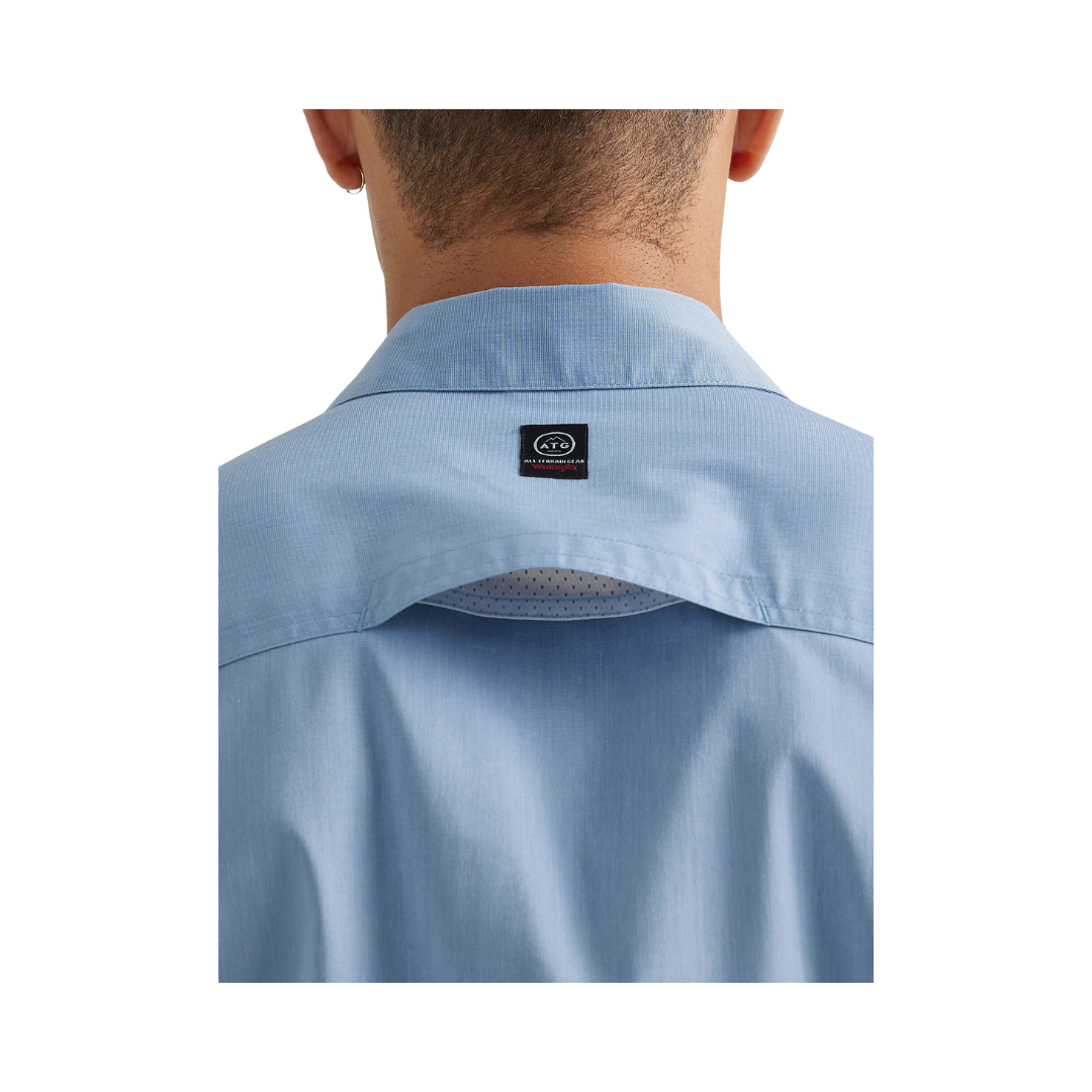 Wrangler Men's Asymetrical Zip Pocket Coronet Blue Shirt