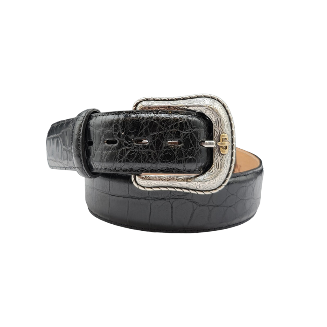 Stetson Men's Black Crocodile Embossed Belt