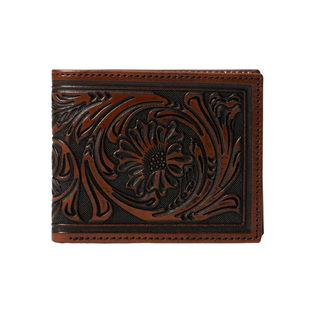 Gem Dandy Stetson Tooled Bifold Brown Wallet