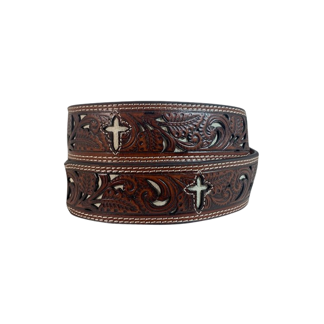 Roper genuine Leather Tooled Brown Belt