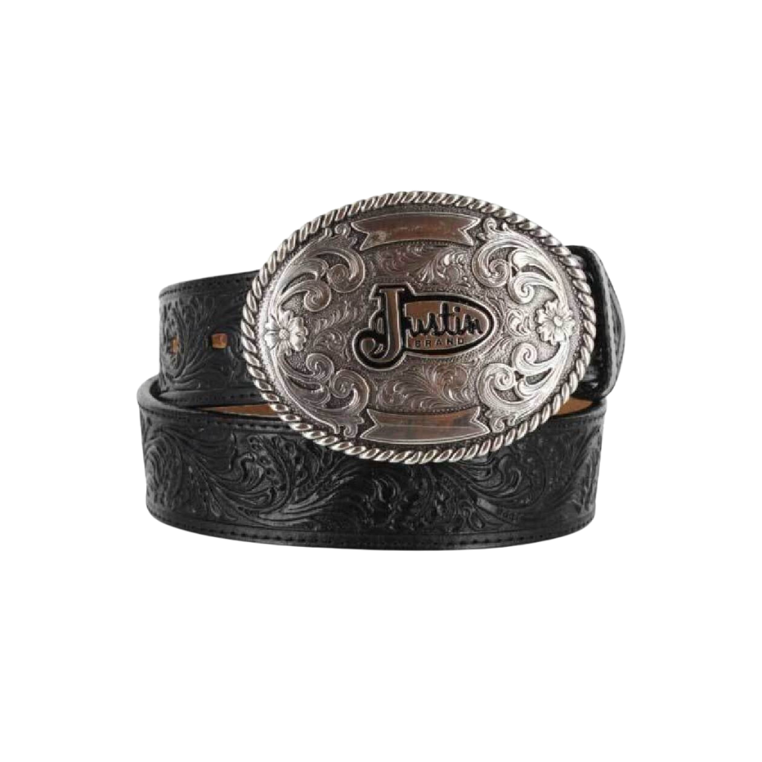 Justin Youth Boy's Champion Tooled Brown Belt