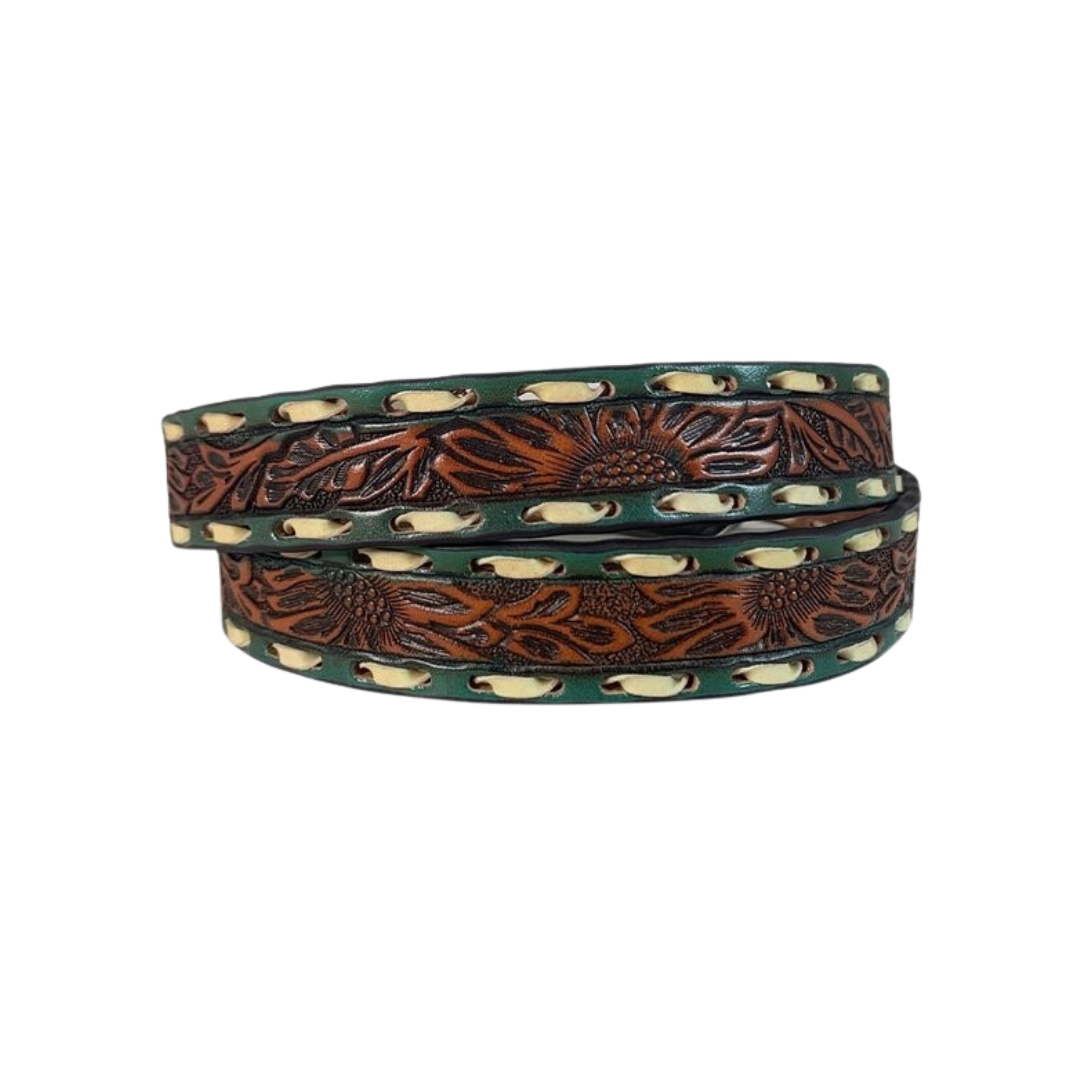 Gem Dandy Women's Sunflower tooled Turquoise Belt
