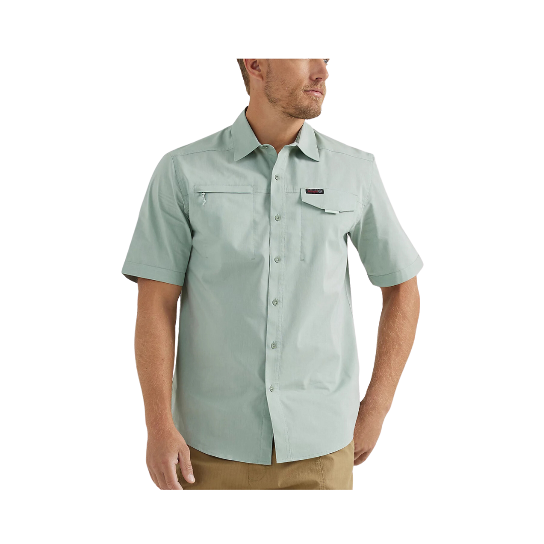 Wrangler Men's Asymetrical Zip Pocket Green Bay Shirt