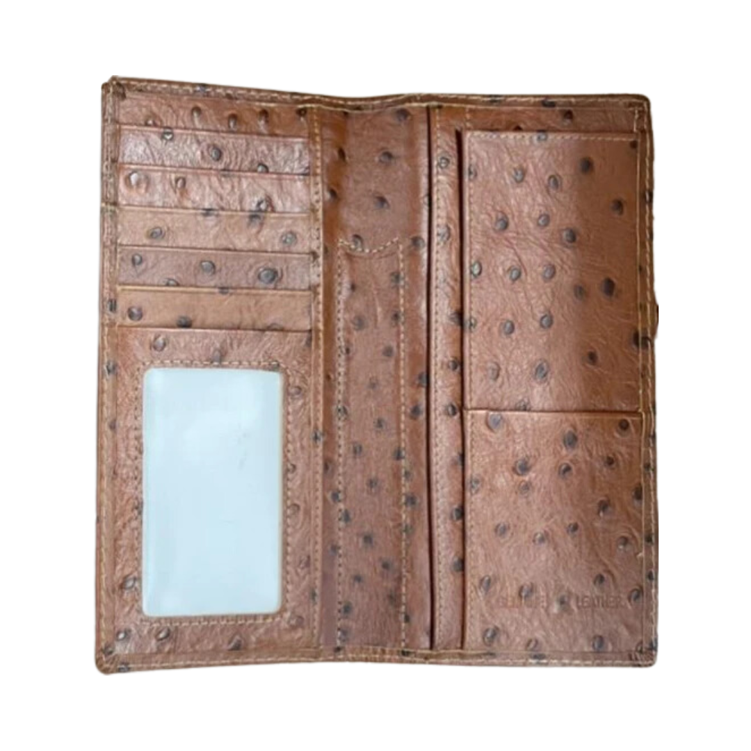 Top Notch Men's Quill Ostrich Print Brown Wallet