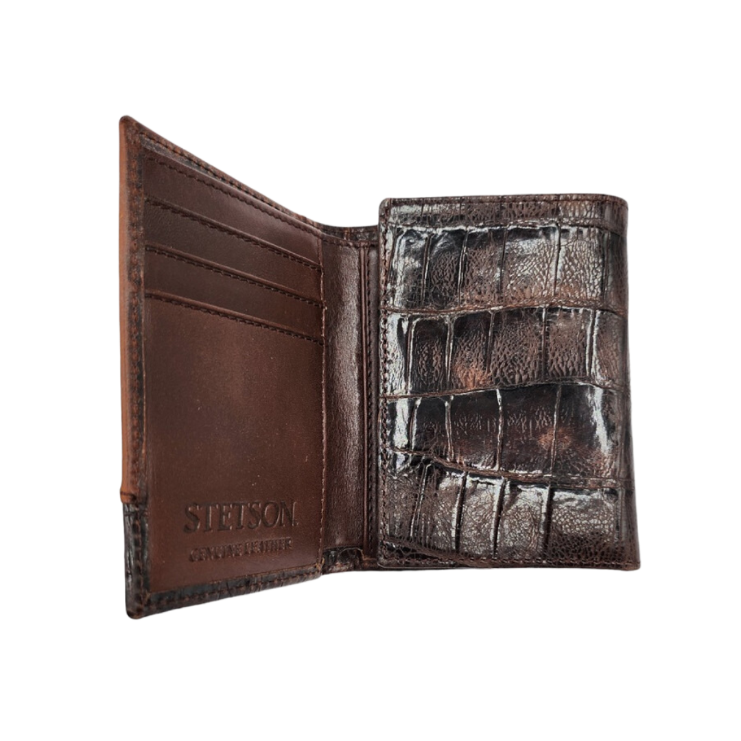 Stetson Men's Brown Floral Embossed Trifold Wallet