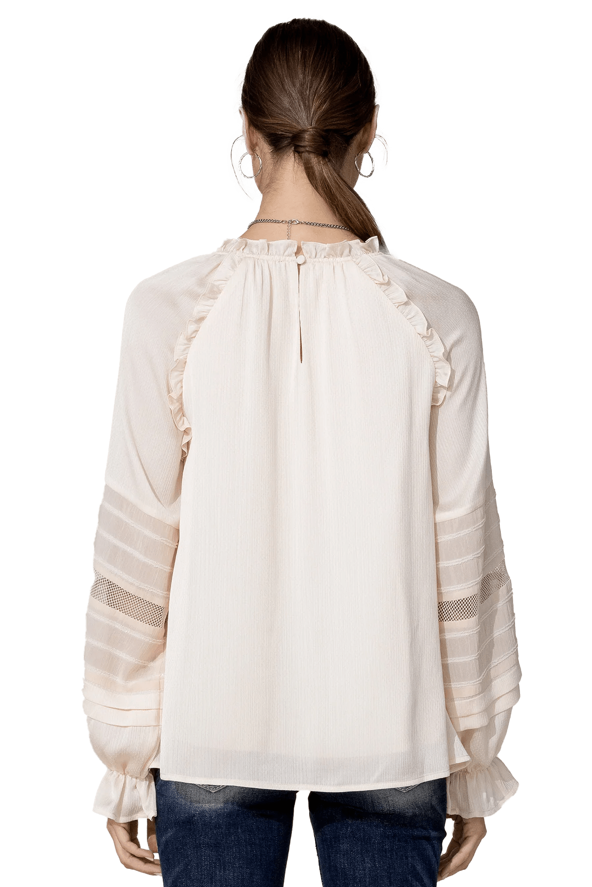 Miss Me White Satin Effect Long Sleeve Top
