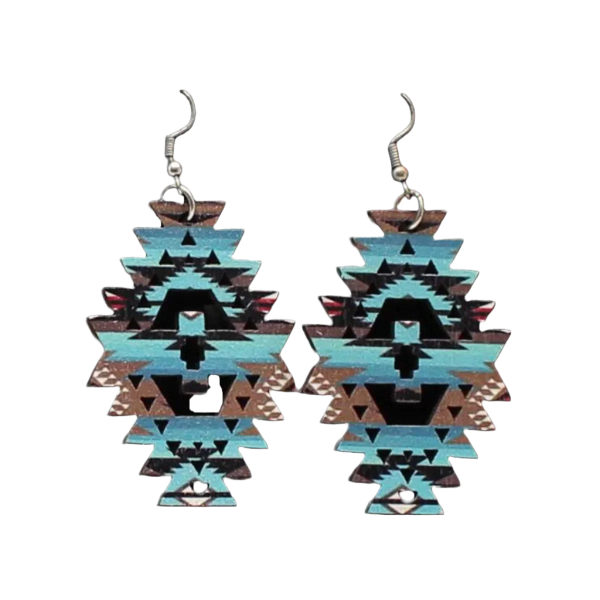 Blazin Roxx Women's Teal Western Cutout Multicolor Earrings