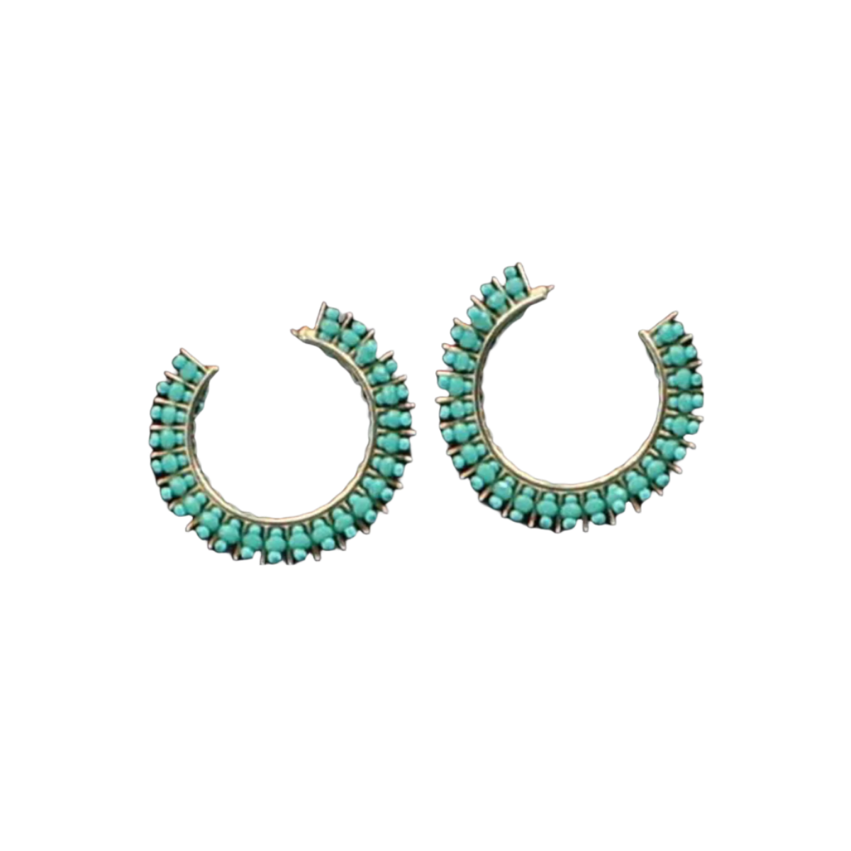 Silver Strike Women's Hoop Turquoise Earrings