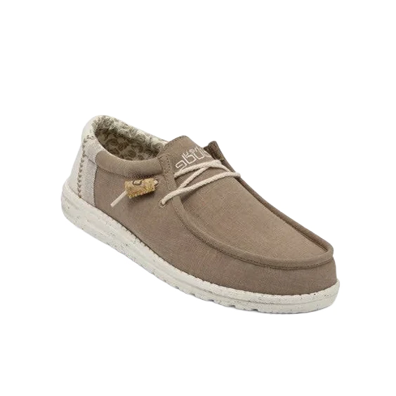 Hey Dude Men's Wally Linen Natural Clay Slip On Shoe