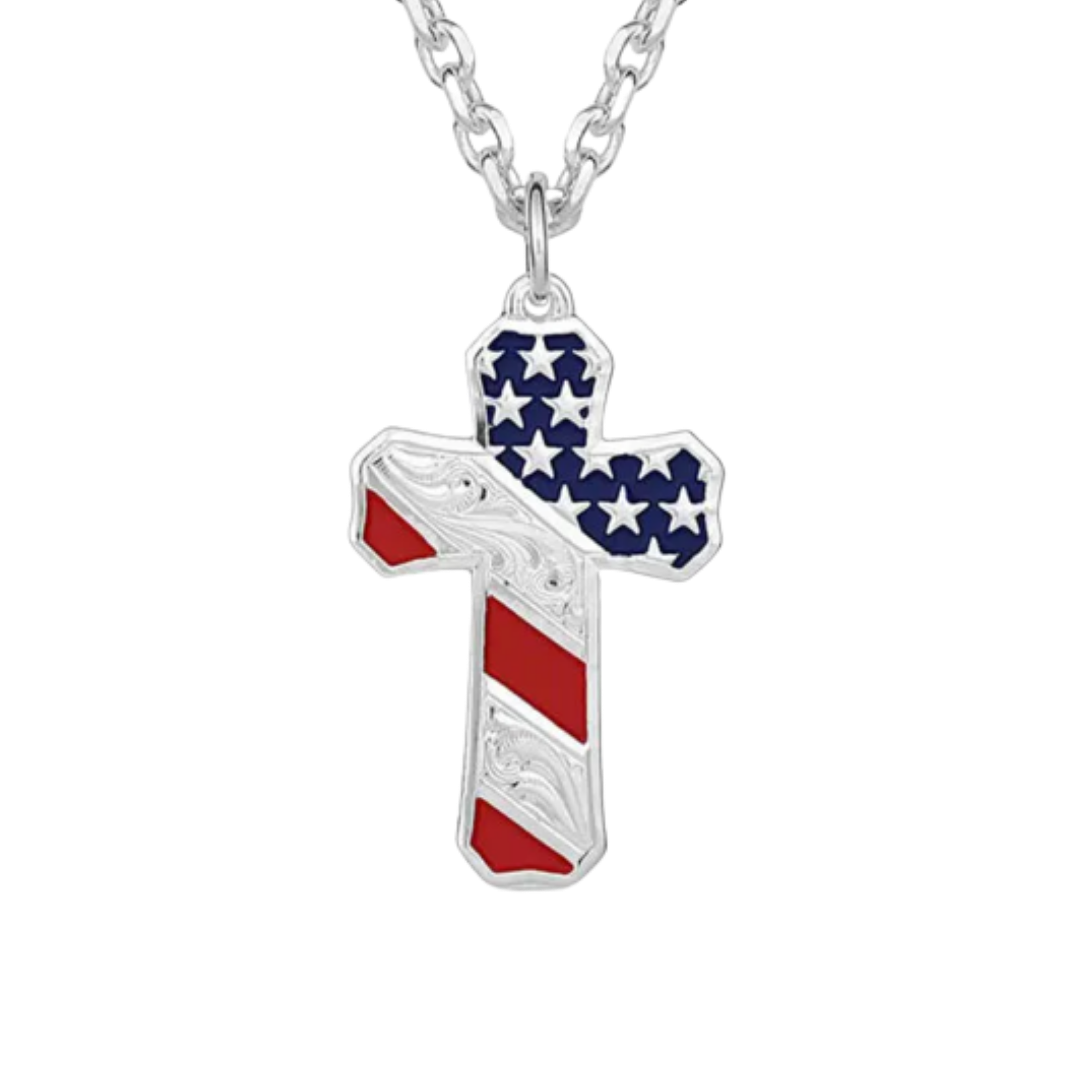 Montana Silversmiths Men's Born In The Usa Patriotic Grey Necklace