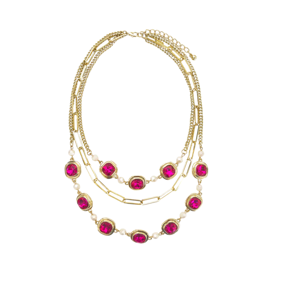 Southern Grace Women's Gold Threestrand Yellow Necklace