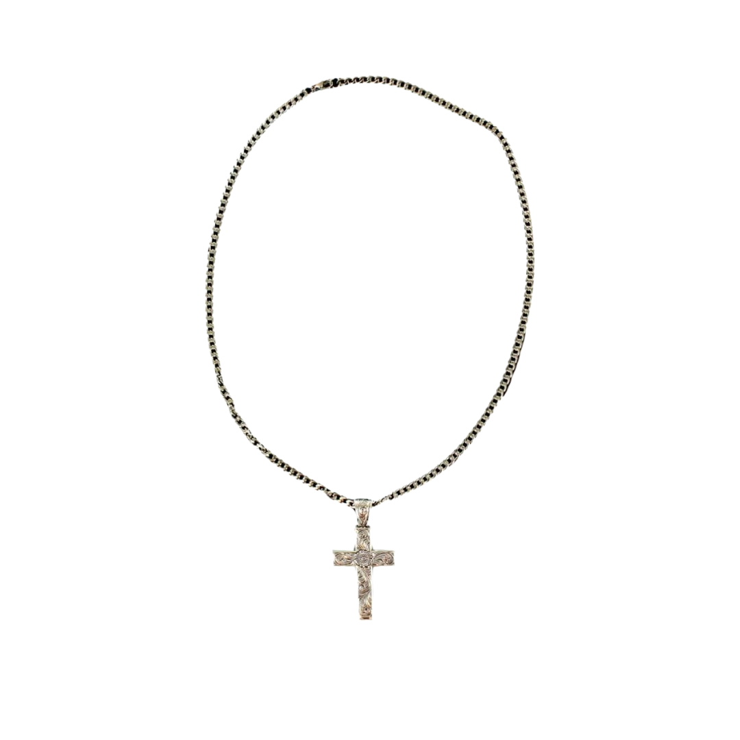 Twister Men's Silver Scrolled Grey Necklace