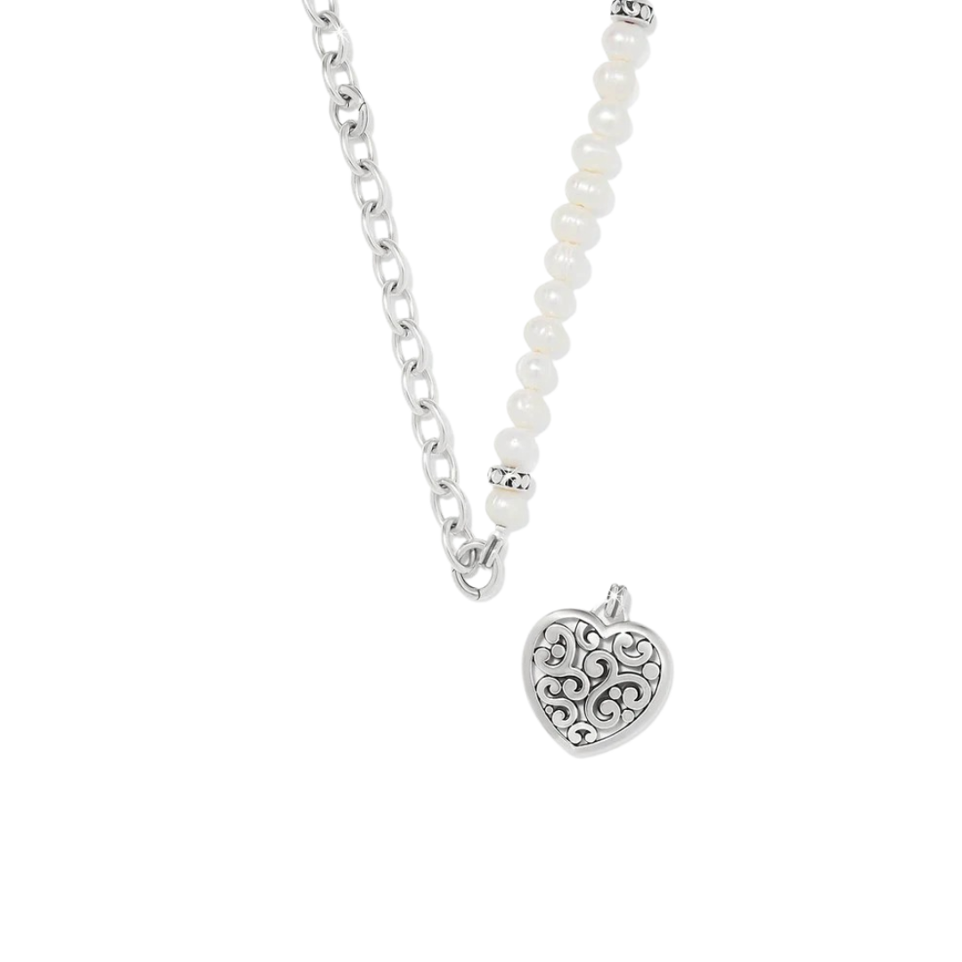 Brighton Women's Contempo Heart Charm Silver Pearl Necklace