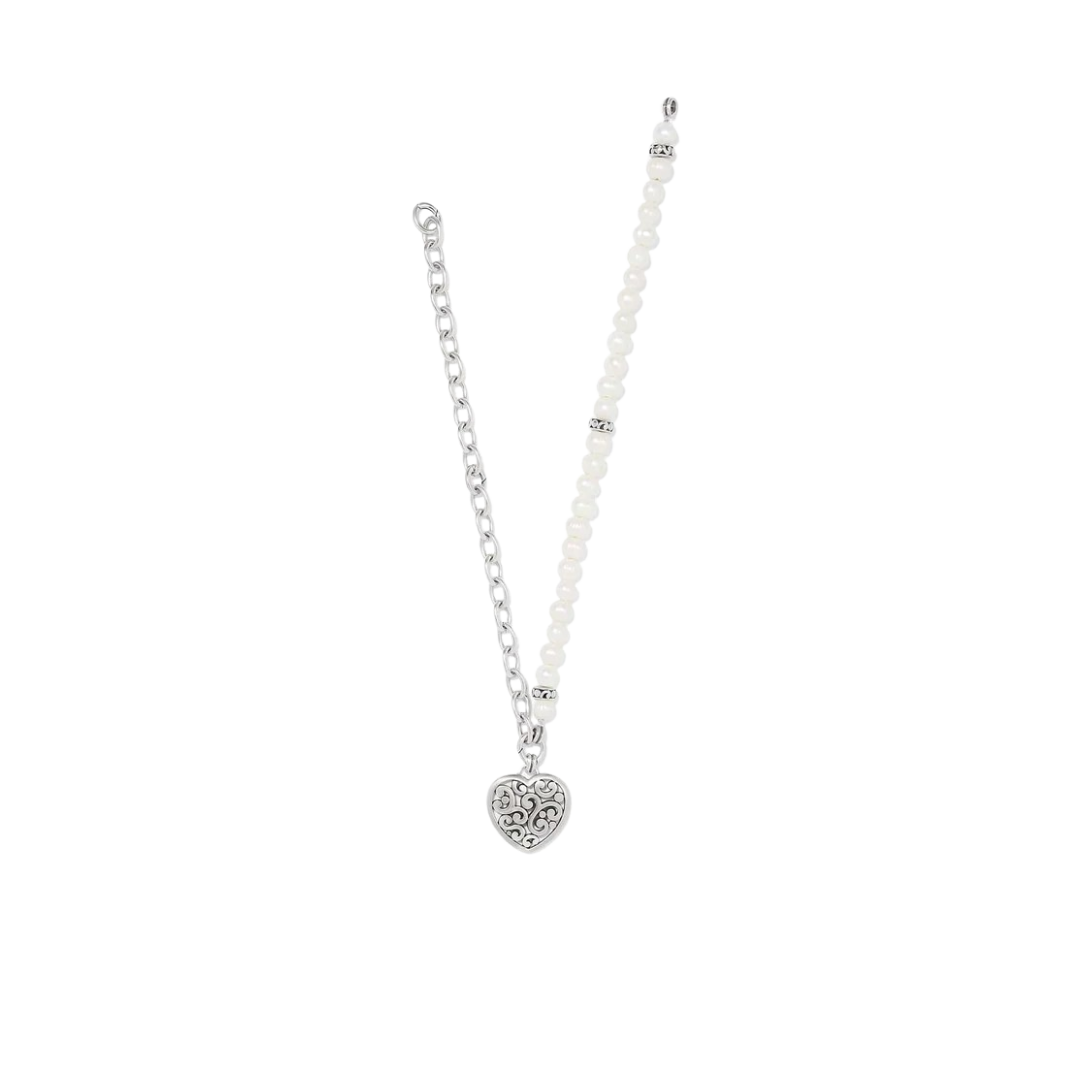 Brighton Women's Contempo Heart Charm Silver Pearl Necklace