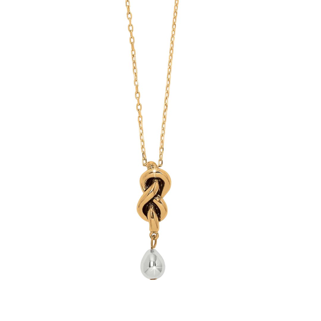 Brighton Women's Interlok Single Knot Drop Silver Gold Necklace