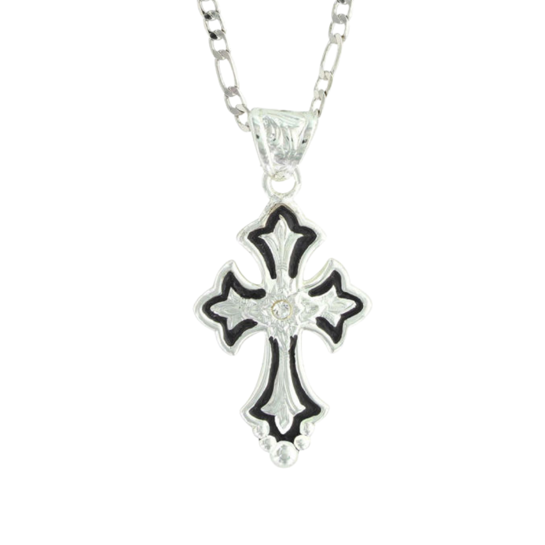 Montana Silversmiths Men's Flower Silver Black Necklaces