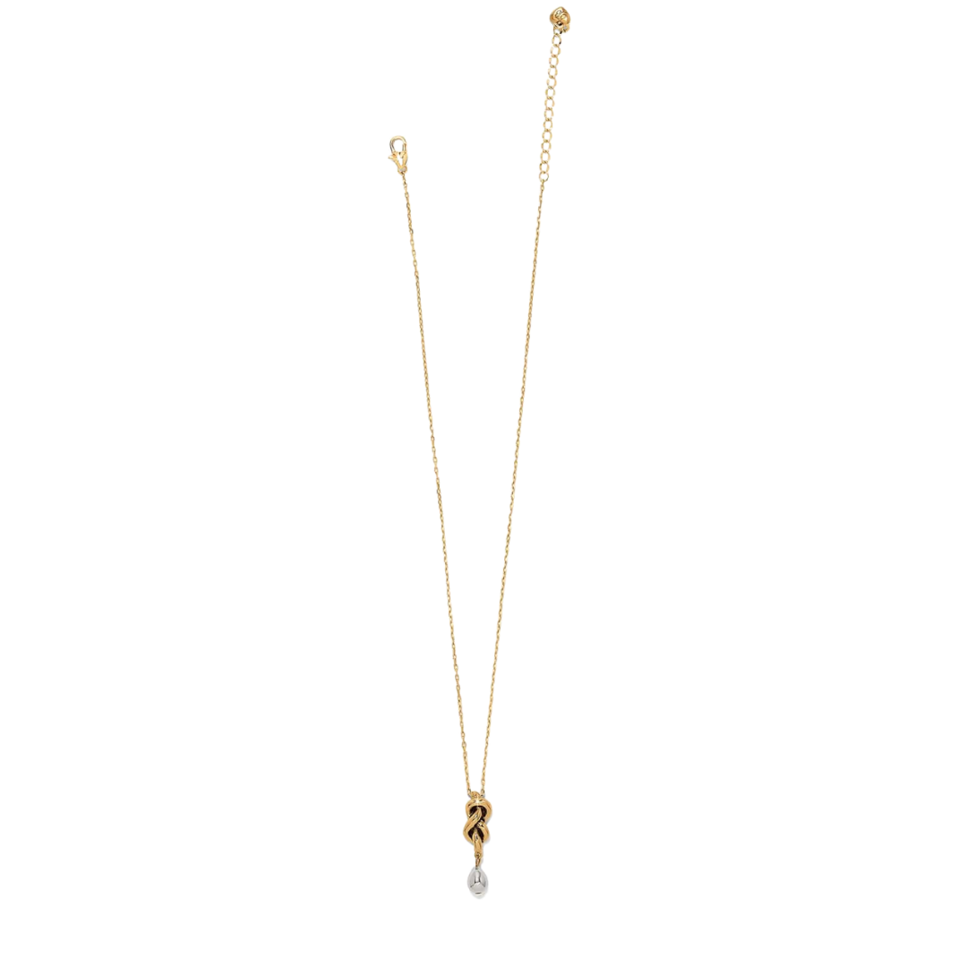 Brighton Women's Interlok Single Knot Drop Silver Gold Necklace