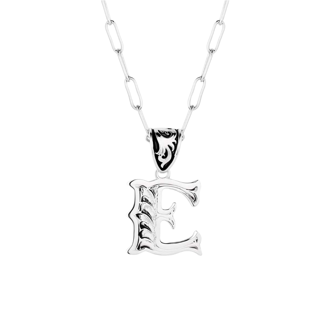 Montana Silversmiths Women's Western Initial E Silver Grey Necklace