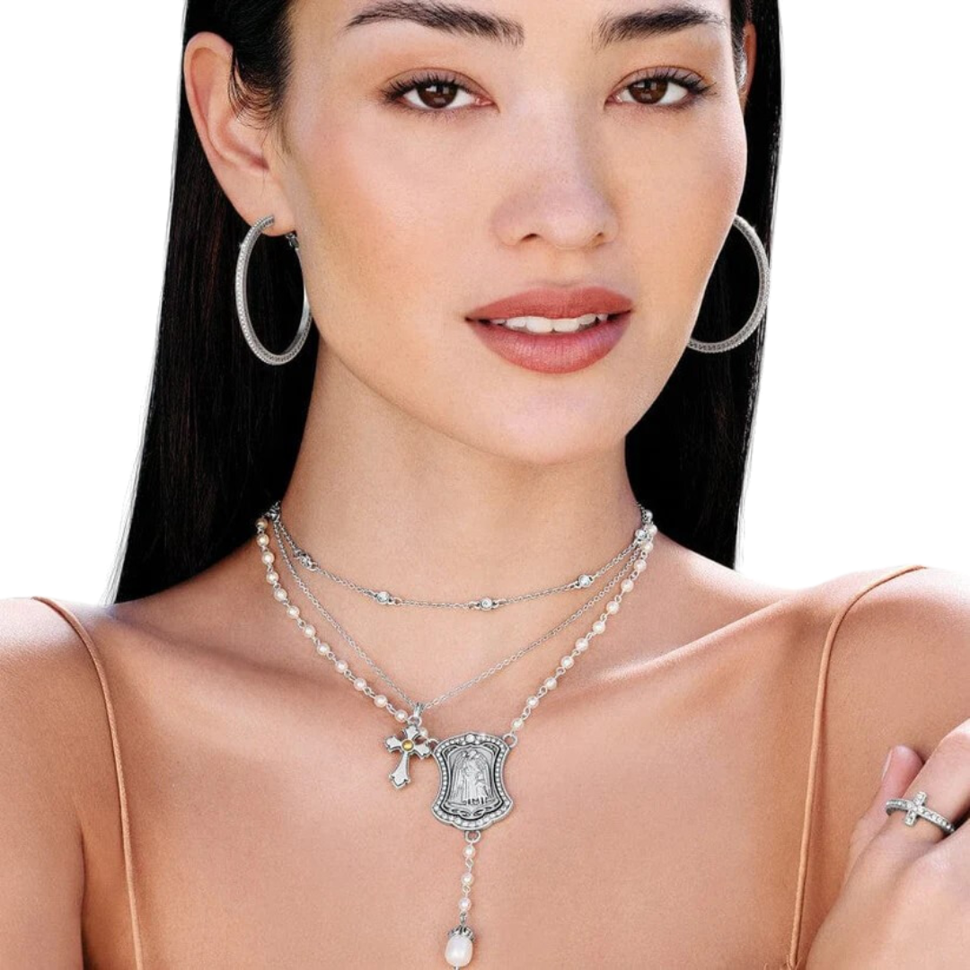 Brighton Women's Protection Angel Pendant Silver Pearl Necklace