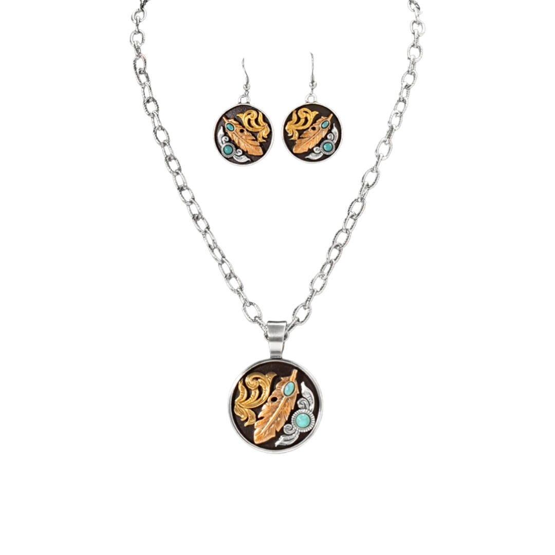 Silver Strike Women's Feather Multicolor Necklaces Set