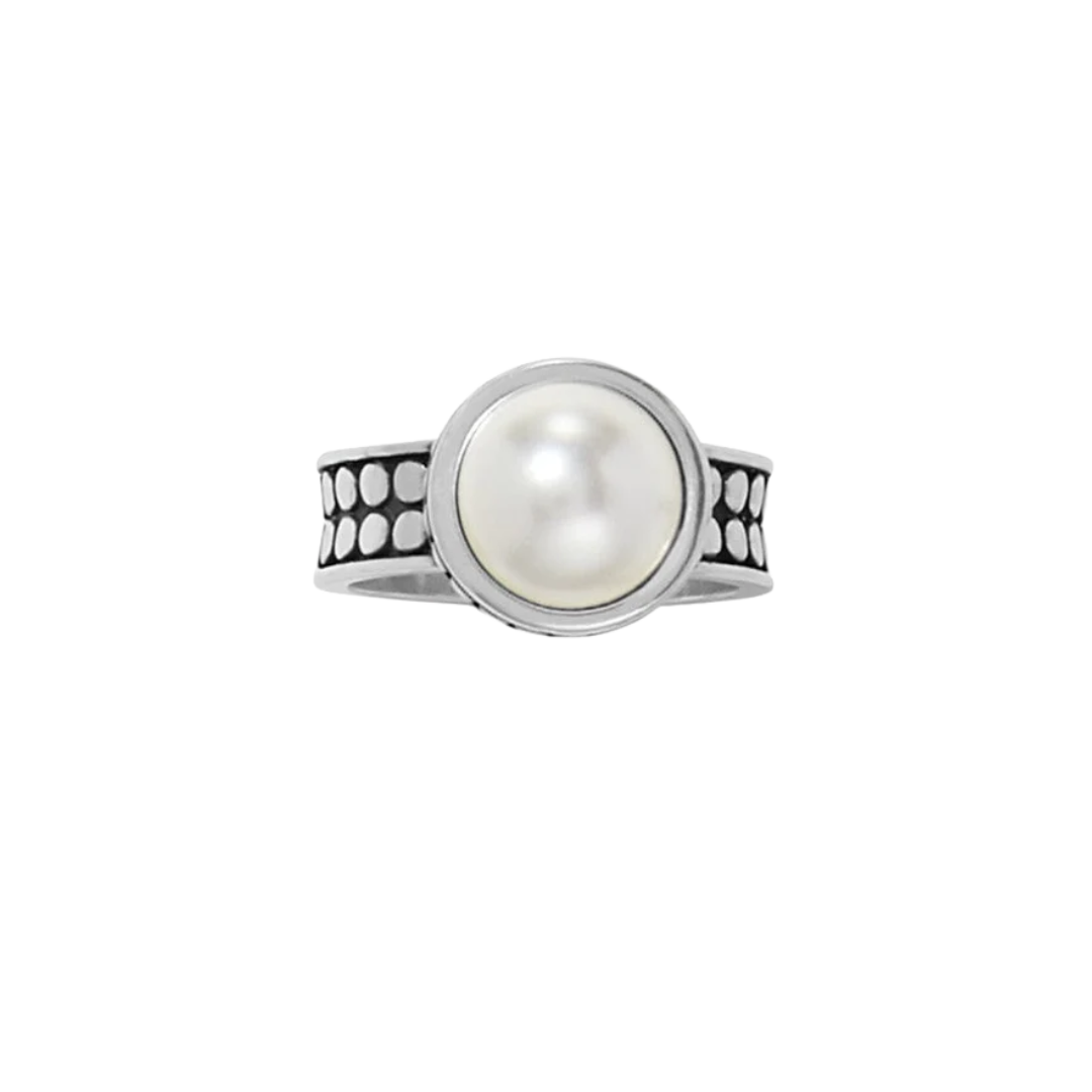 Brighton Women's Pebble Dot Pearl Wide Grey Ring