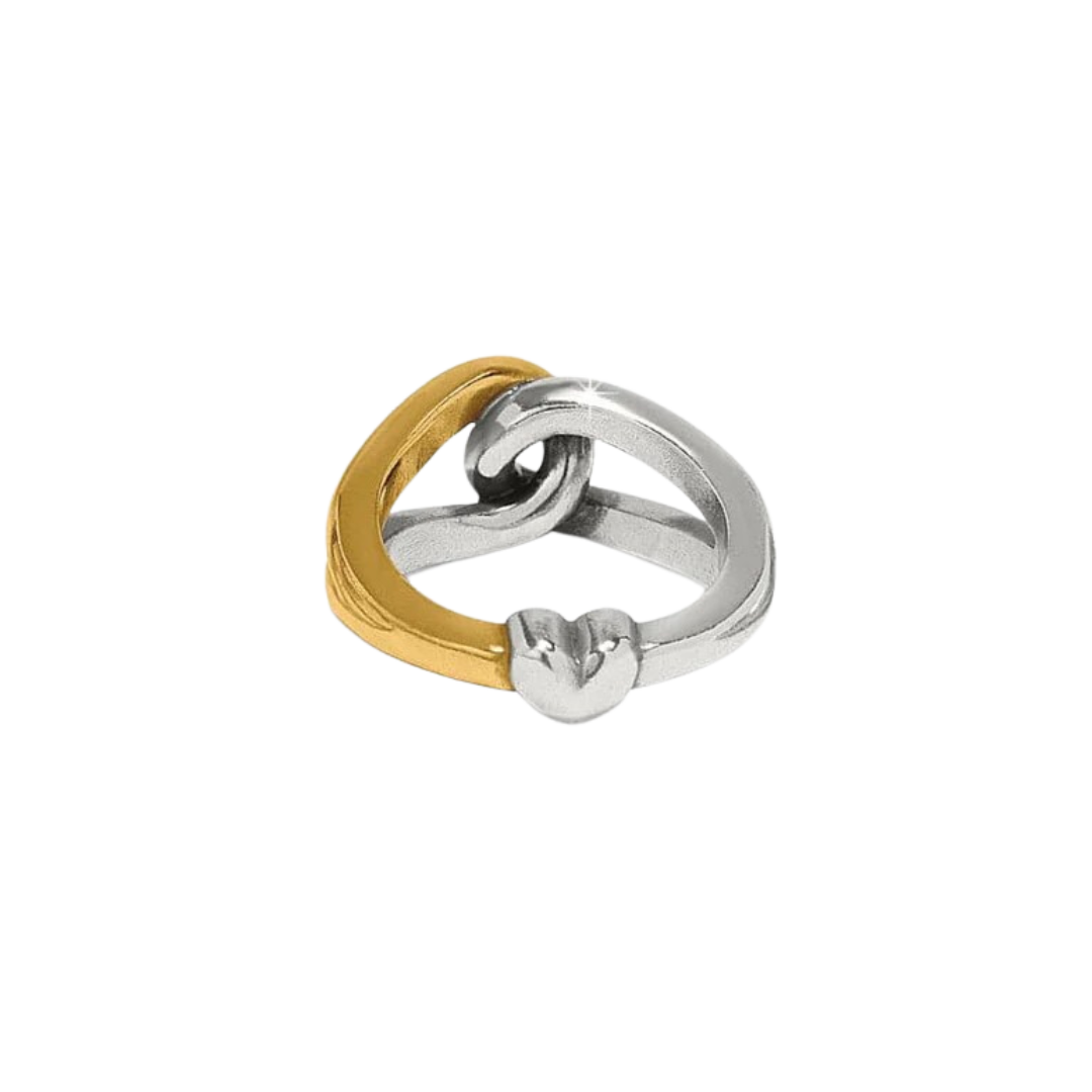 Brighton Women's Interlok Curve Silver Gold Ring
