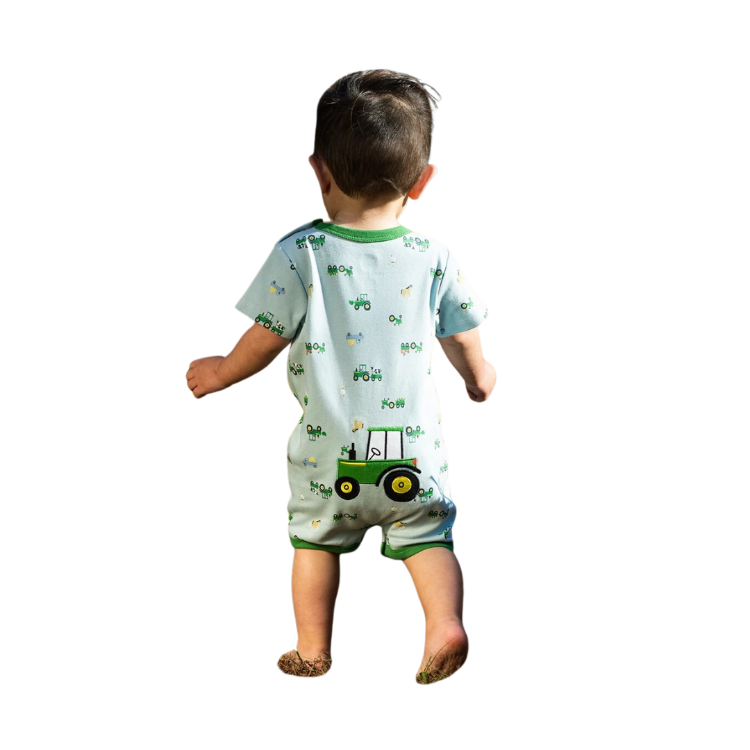 John Deere Kid's Infant Tractor Blue Green Romper