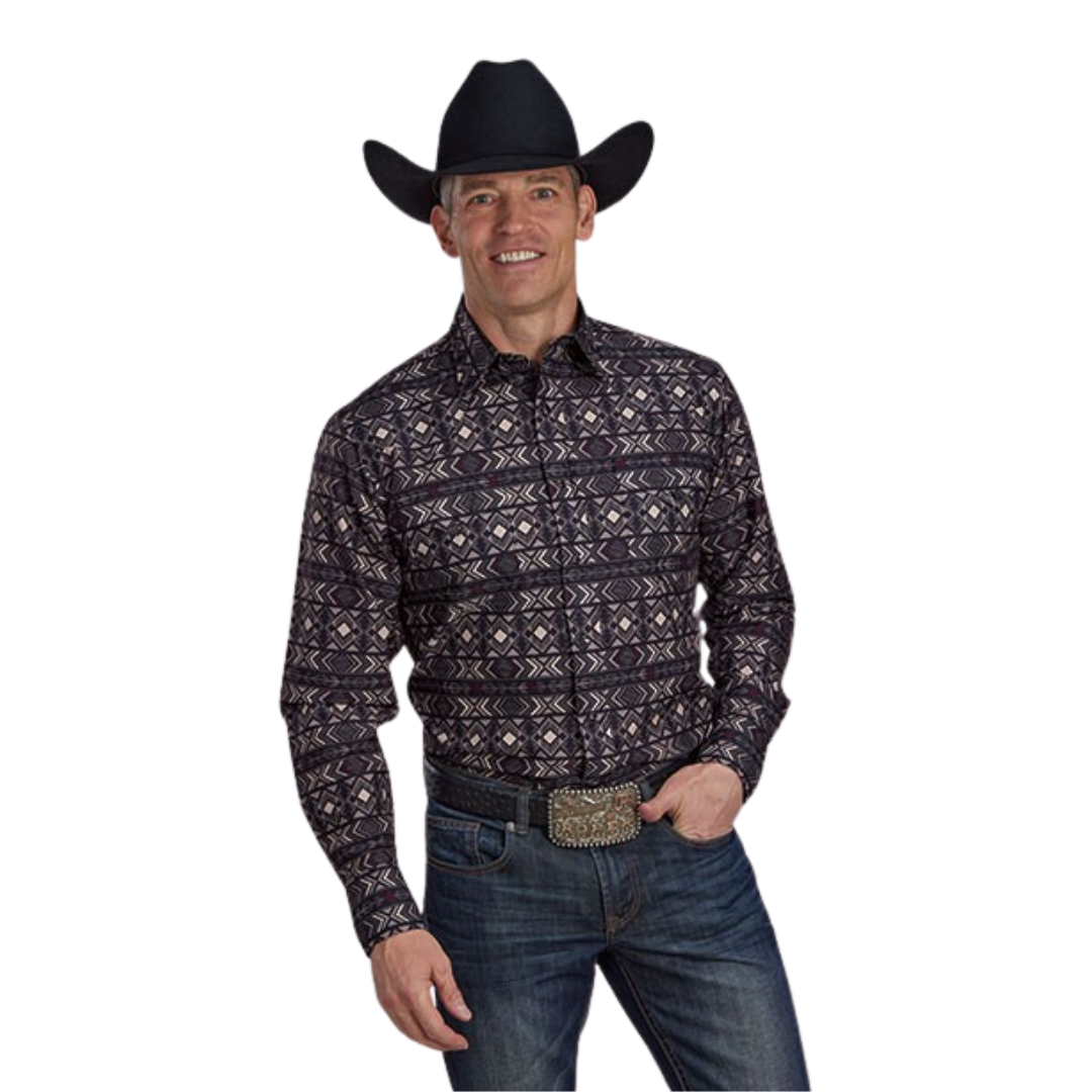 Roper Men's Grey Horizontal Pop Aztec Shirt