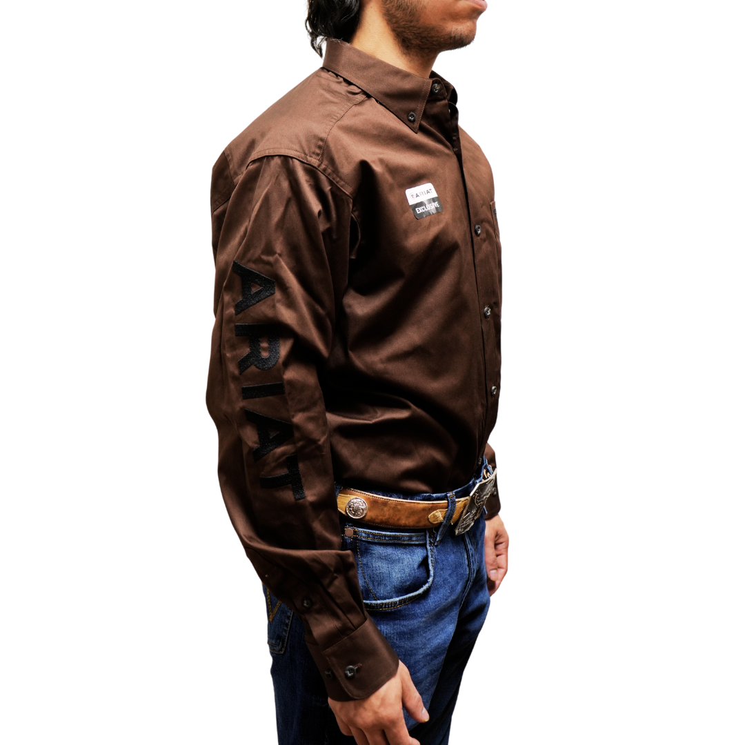 Ariat Men's Team Logo Twill Chocolate Shirt