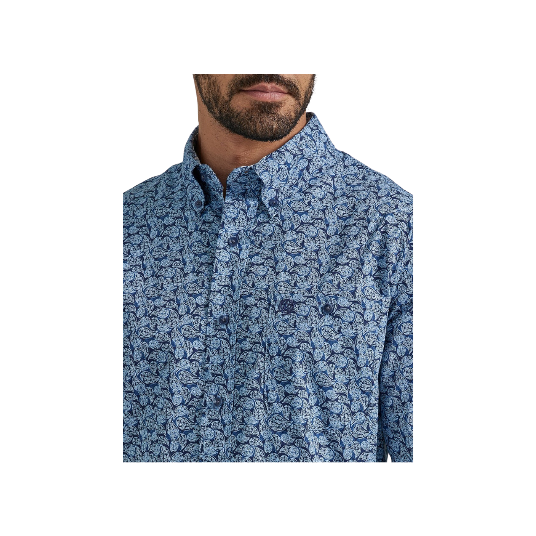 Wrangler Men's George Strait Paisely Blue Shirt