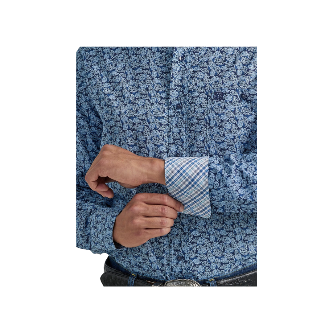 Wrangler Men's George Strait Paisely Blue Shirt