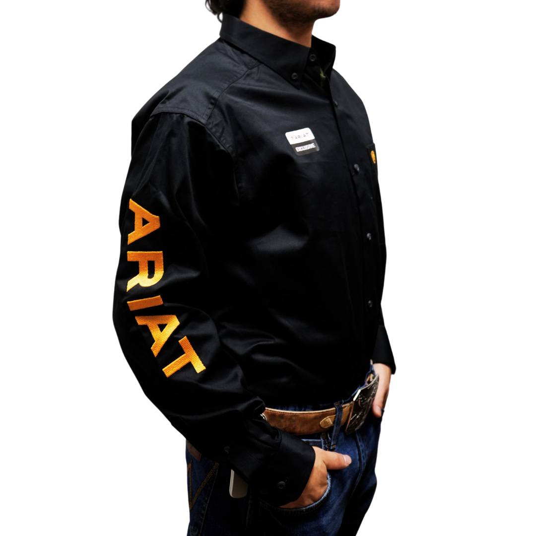 Ariat Men's Team Logo Twill Black Gold Shirt