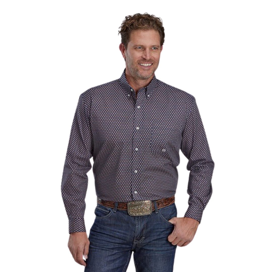Roper Men's Diamond Eye Geo Blue Shirt