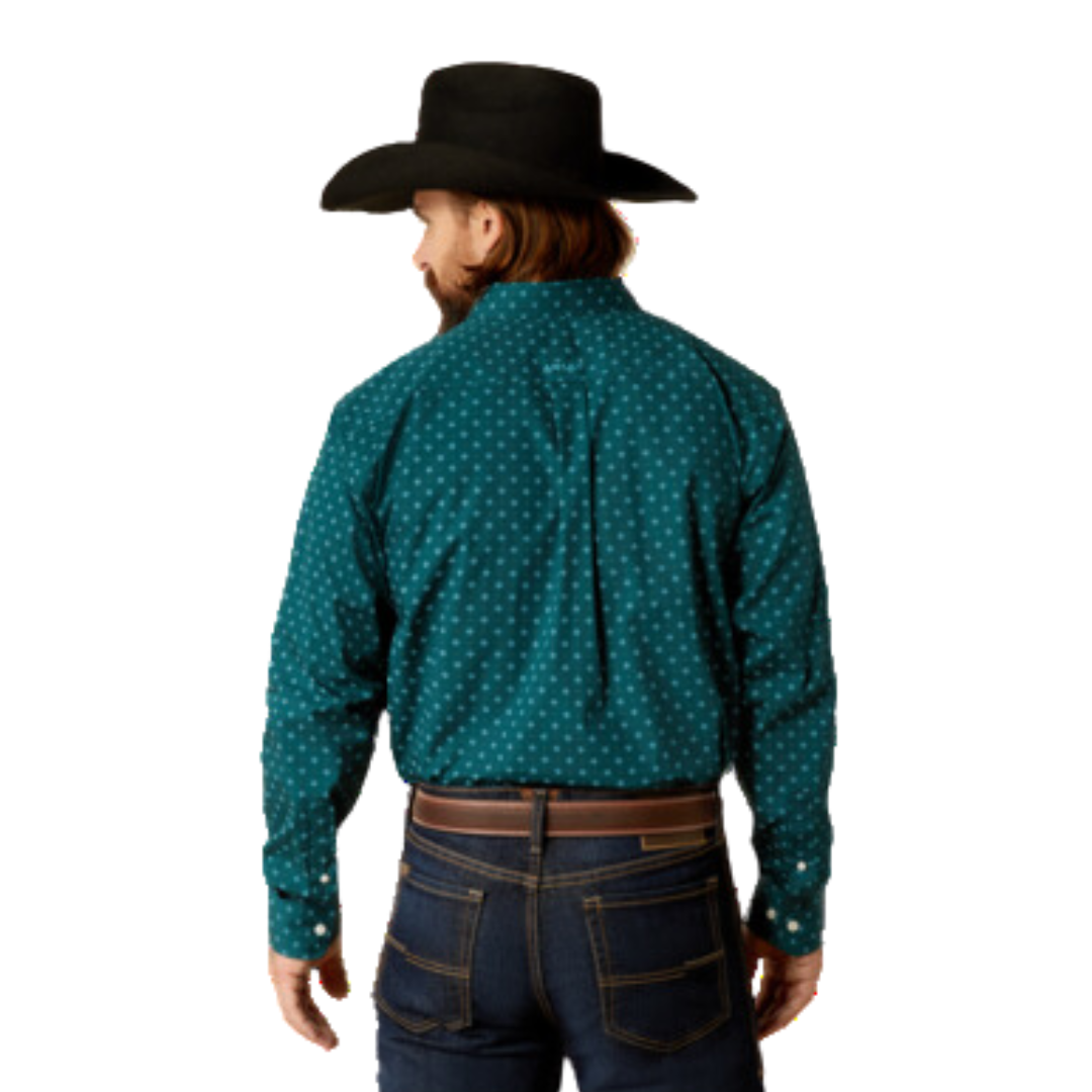 Ariat Men's Wrinkle Free Gunnar Classic Fit Button Down Deep Teal Shirt