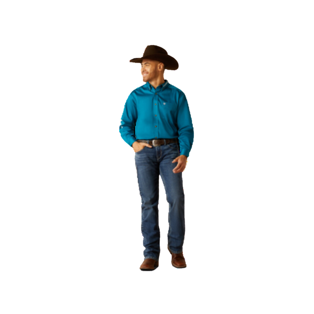 Ariat Men's Team Logo Twill Classic Fit Button Down Dark Teal Shirt