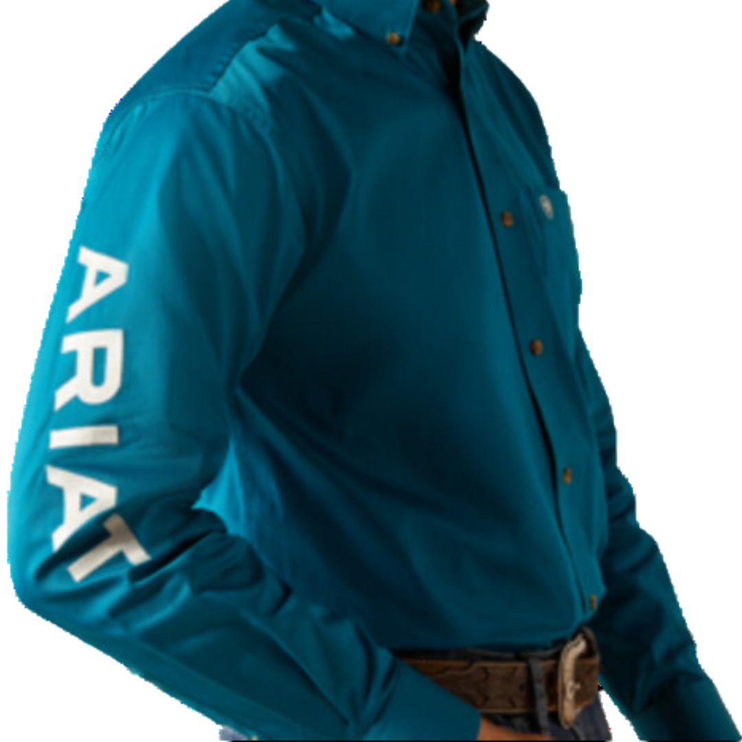 Ariat Men's Team Logo Twill Classic Fit Button Down Dark Teal Shirt