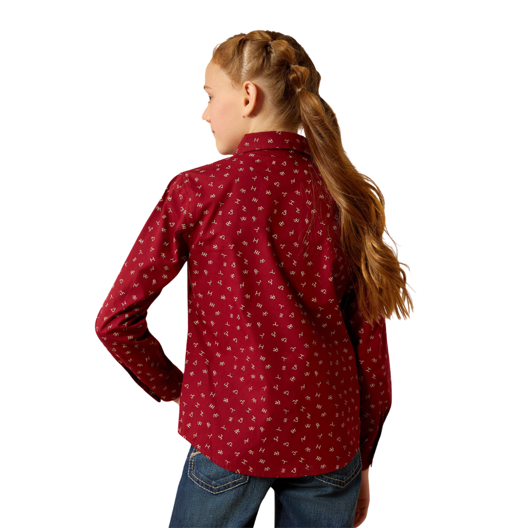 Ariat Youth Girl's Ranch Cattle Brand Red Shirt