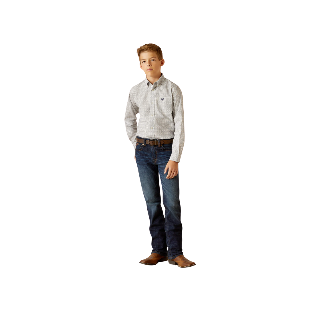 Ariat Youth Boy's Reign Classic Fit White Shirt