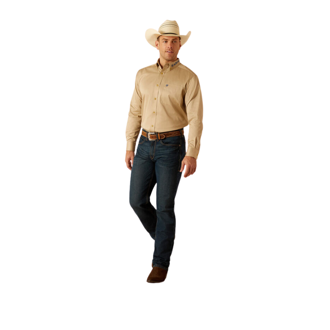 Ariat Men's Team Logo Twill Classic Fit Khaki Shirt
