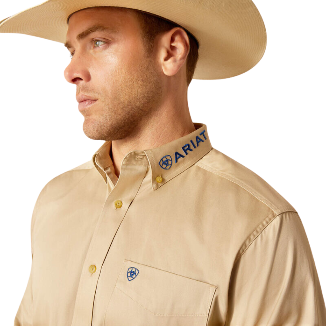 Ariat Men's Team Logo Twill Classic Fit Khaki Shirt