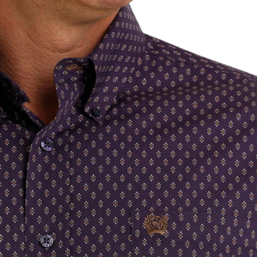 Cinch Men's Long Sleeve Button Down Purple Shirt