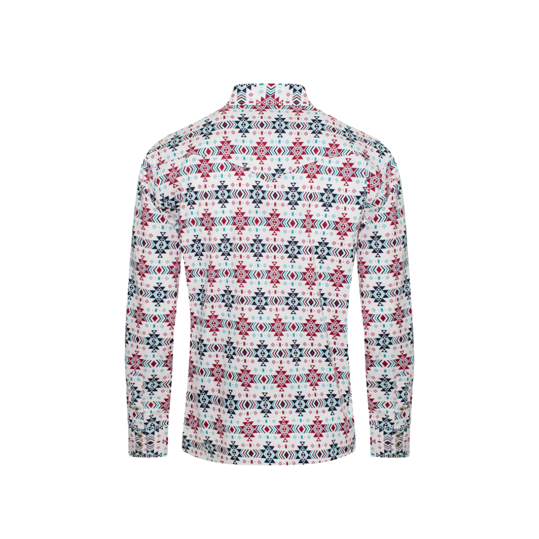 Avalon Men's Western Pearl Snap Aztec Print Shirt
