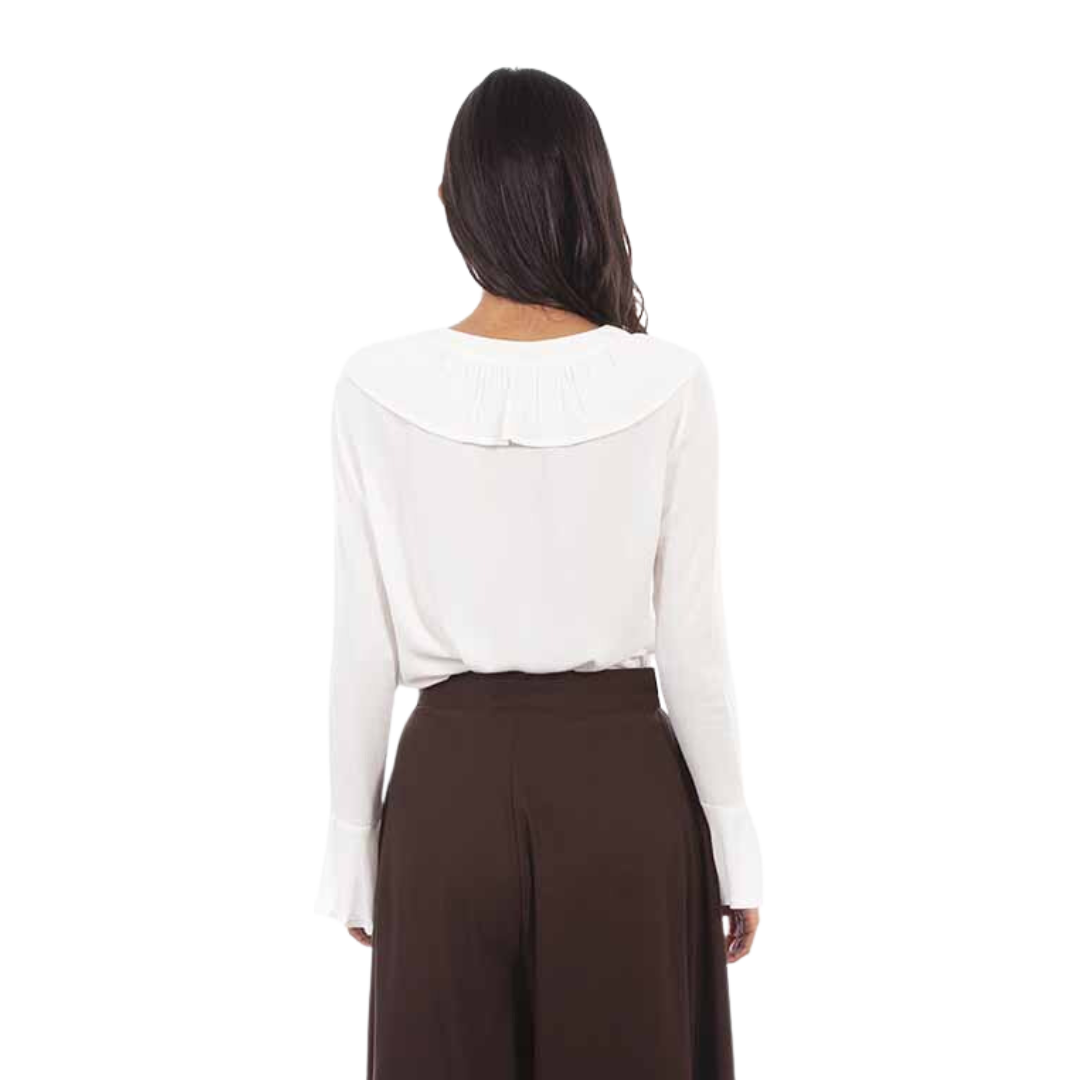 Scully Leathers Women's Ruffle Lace Up White Blouse
