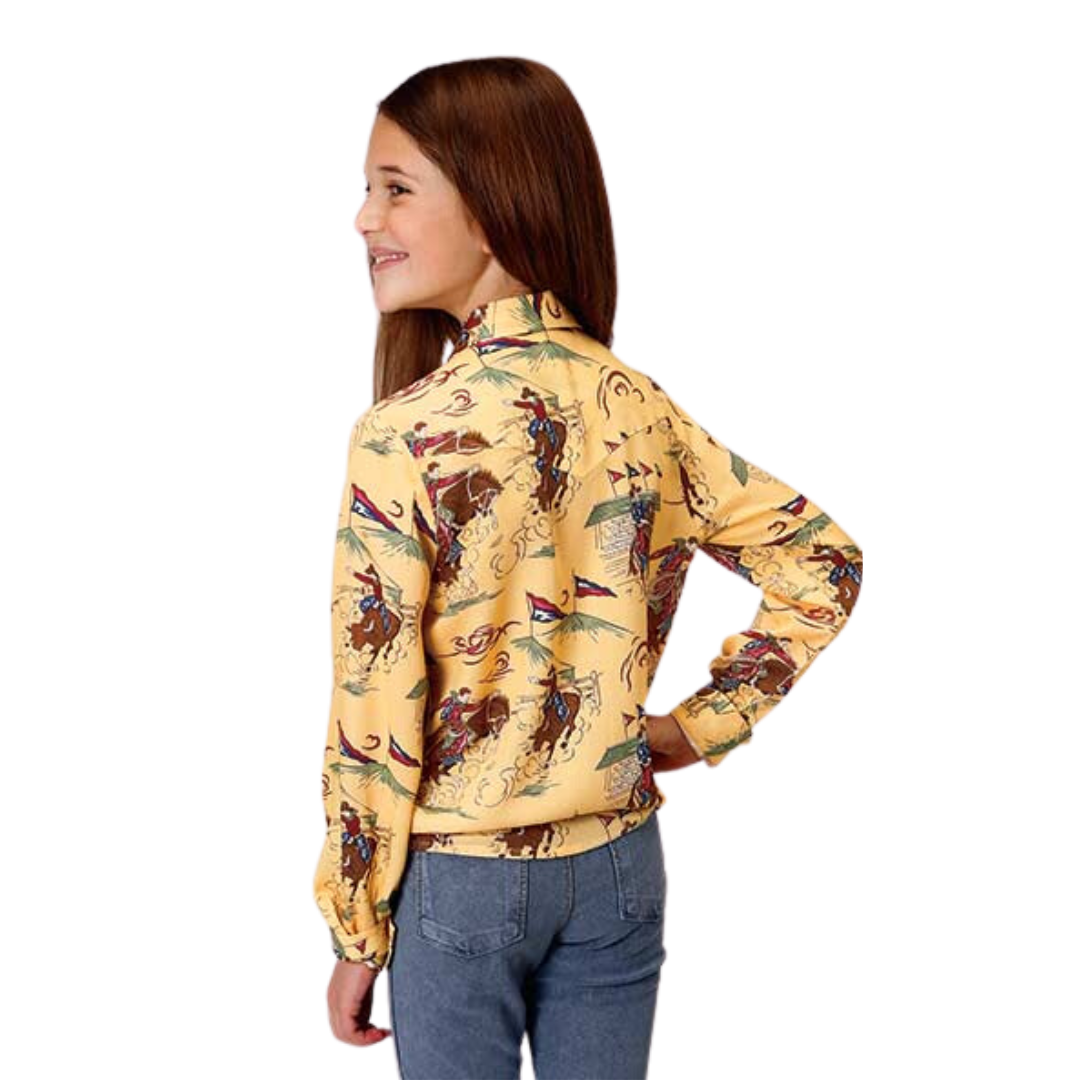 Roper Youth Girl's Print Yellow Shirt