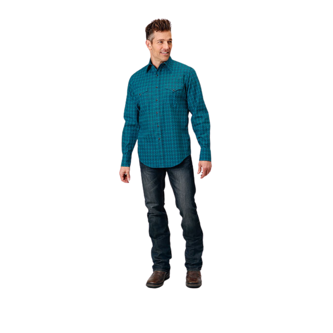 Roper Men's Print Green Shirt