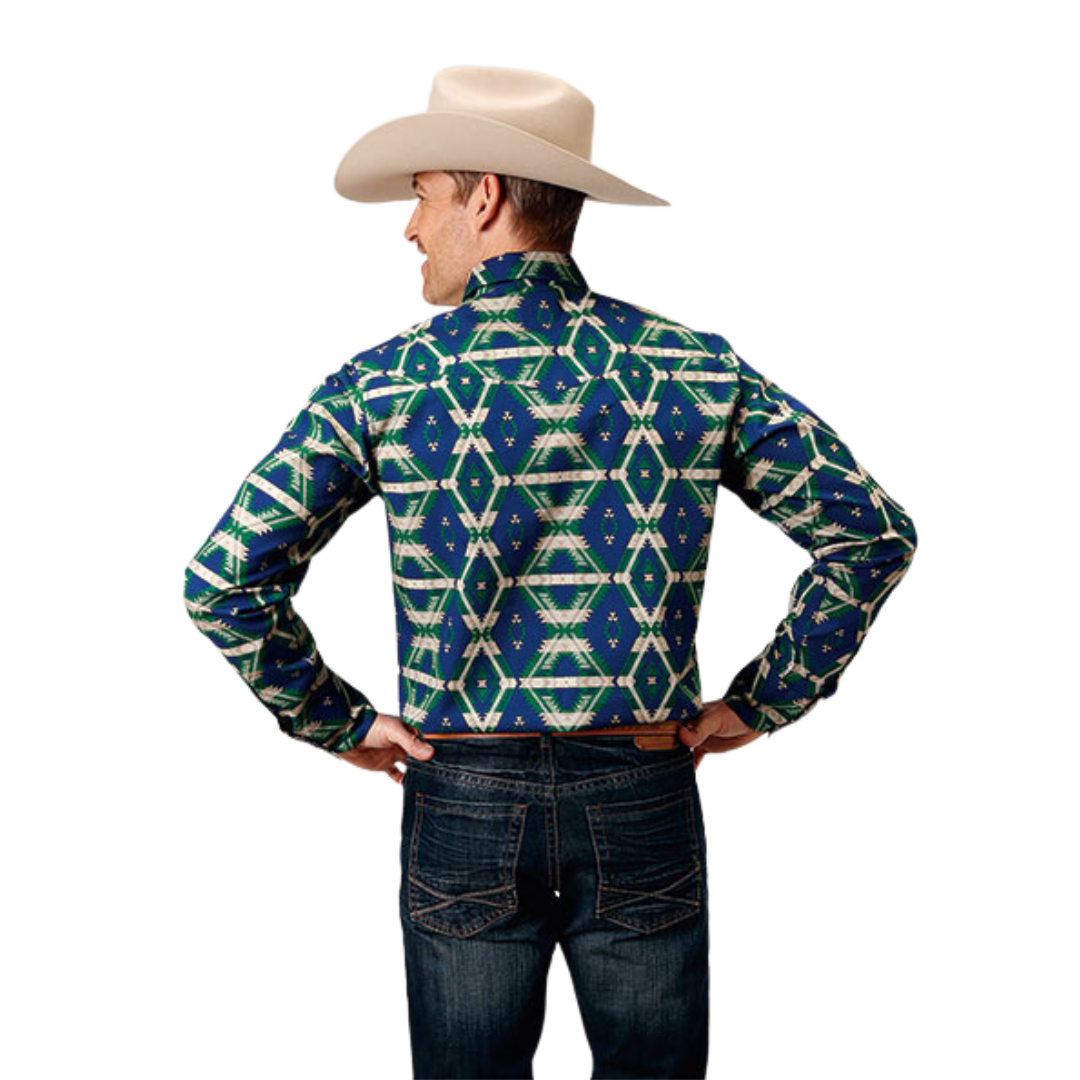 Roper Men's Aztec Snap Blue Shirt