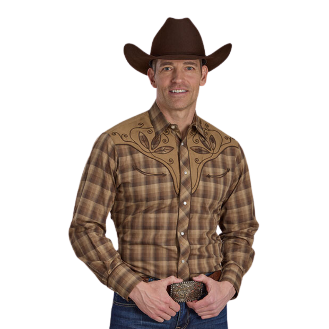 Roper Men's Plaid Brown Shirt