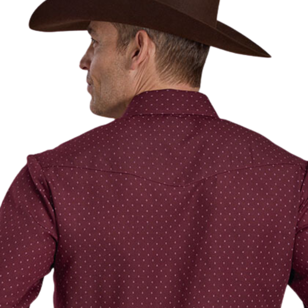 Roper Men's Dot Print Wine Shirt